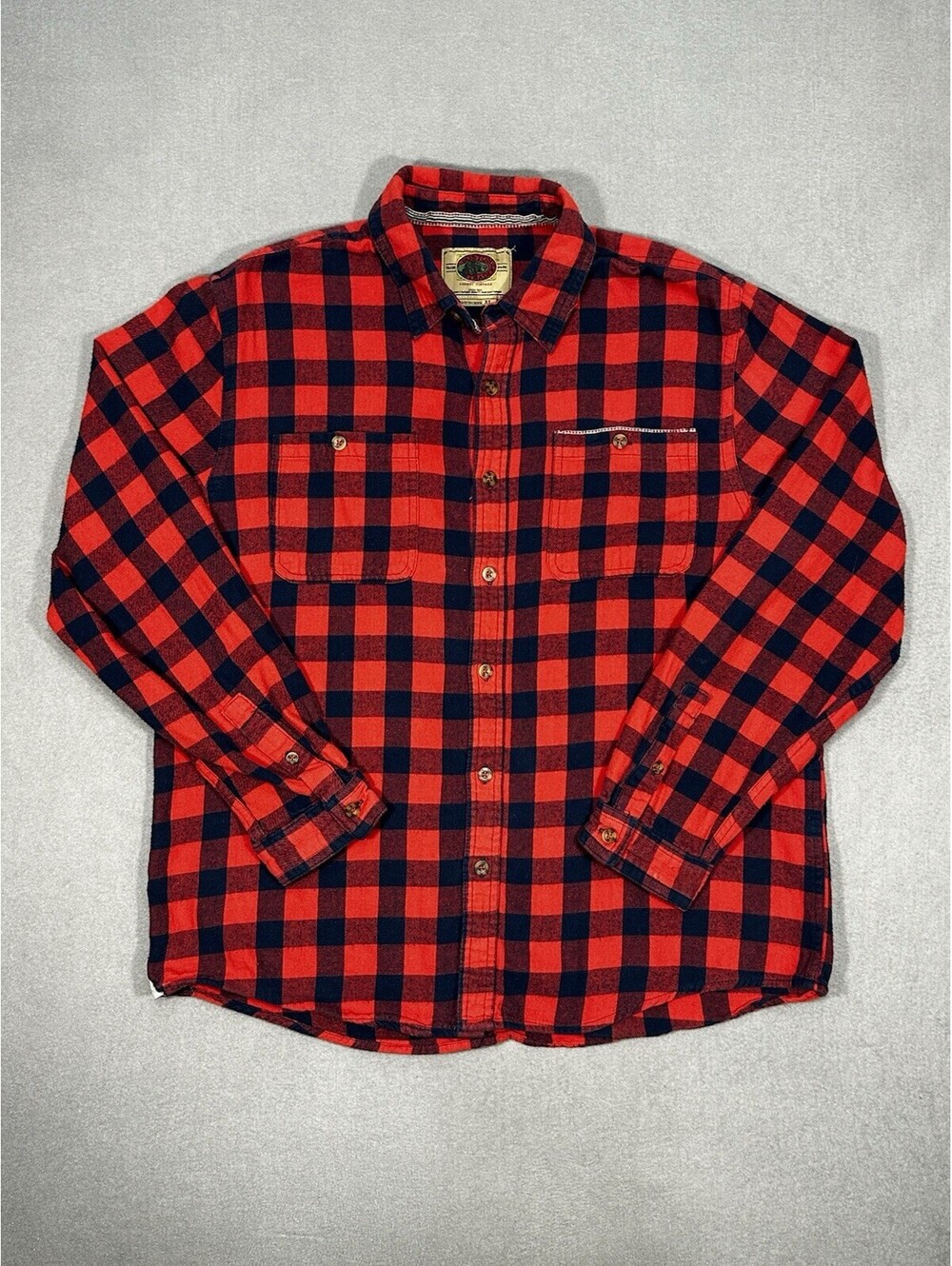 Men’s Boston Trader Red Black Buffalo Plaid Flannel Shirt XL 100% Cotton